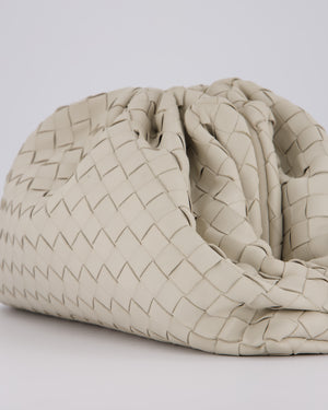 Bottega Veneta Cream Intrecciato Large Pouch Bag in Calfskin Leather