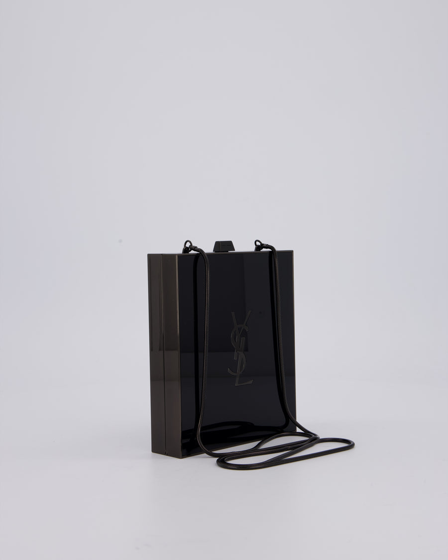 Yves Saint Laurent Black Acrylic Tuxedo Box Bag with Chain