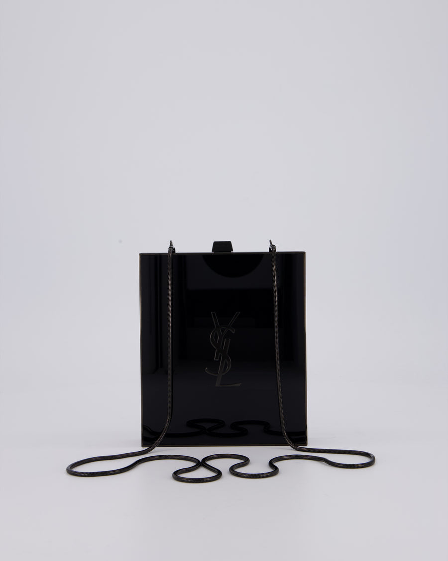 Yves Saint Laurent Black Acrylic Tuxedo Box Bag with Chain