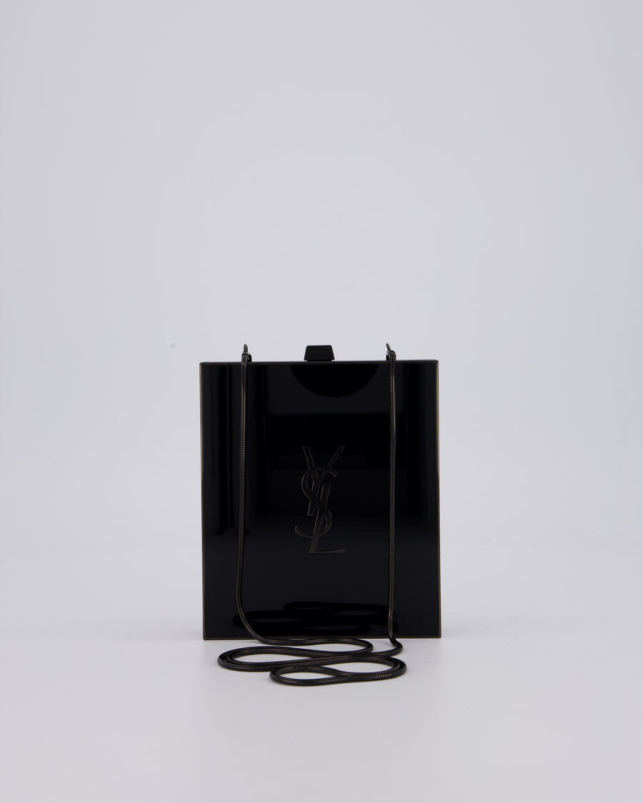 Yves Saint Laurent Black Acrylic Tuxedo Box Bag with Chain