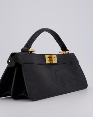 Fendi Black Long Lizard Peakaboo Iseeu Bag With Gold Hardware