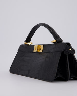 Fendi Black Long Lizard Peakaboo Iseeu Bag With Gold Hardware