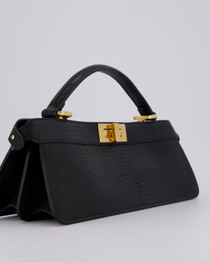 Fendi Black Long Lizard Peakaboo Iseeu Bag With Gold Hardware