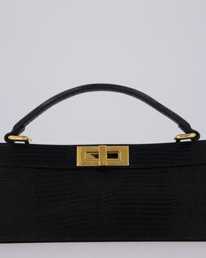 Fendi Black Long Lizard Peakaboo Iseeu Bag With Gold Hardware