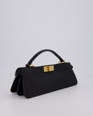 Fendi Black Long Lizard Peakaboo Iseeu Bag With Gold Hardware