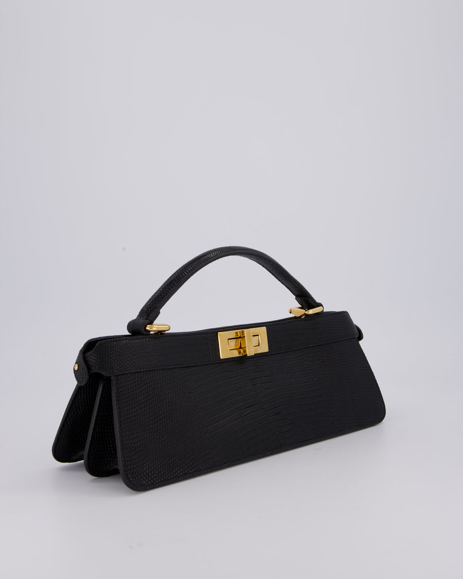 Fendi Black Long Lizard Peakaboo Iseeu Bag With Gold Hardware