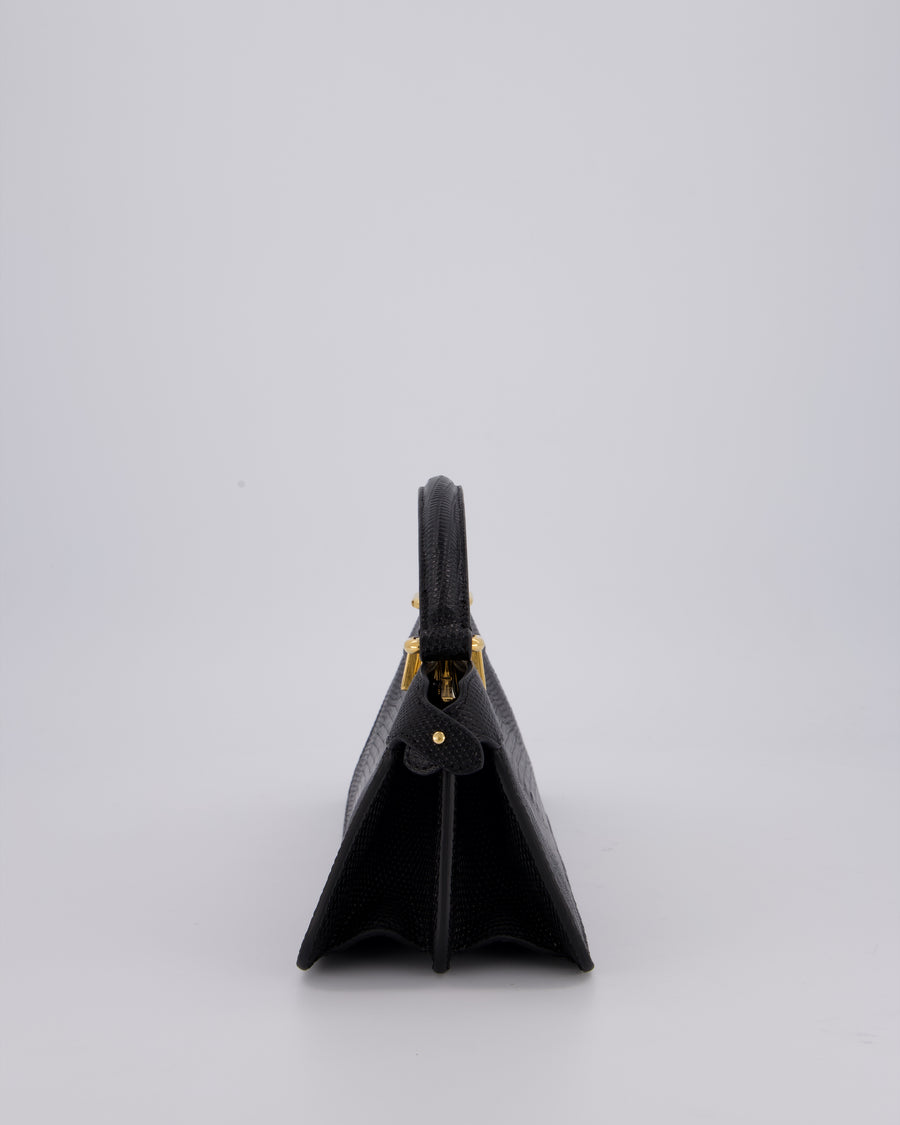 Fendi Black Long Lizard Peakaboo Iseeu Bag With Gold Hardware