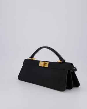 Fendi Black Long Lizard Peakaboo Iseeu Bag With Gold Hardware