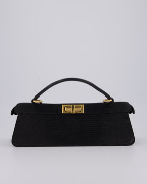 Fendi Black Long Lizard Peakaboo Iseeu Bag With Gold Hardware