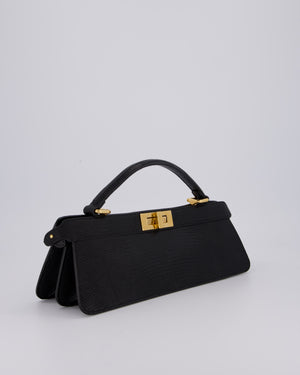 Fendi Black Long Lizard Peakaboo Iseeu Bag With Gold Hardware