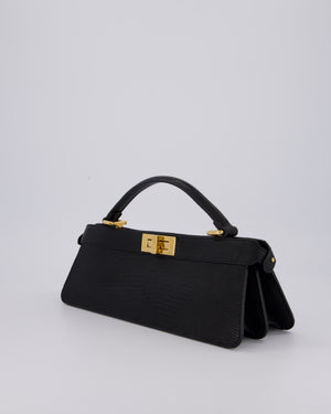 Fendi Black Long Lizard Peakaboo Iseeu Bag With Gold Hardware