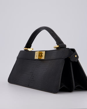Fendi Black Long Lizard Peakaboo Iseeu Bag With Gold Hardware