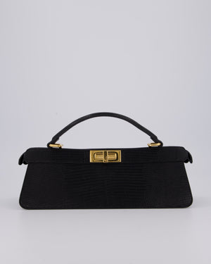 Fendi Black Long Lizard Peakaboo Iseeu Bag With Gold Hardware