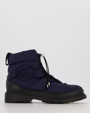 Chanel Navy Coco Neige Padded CC Boots Size EU 36