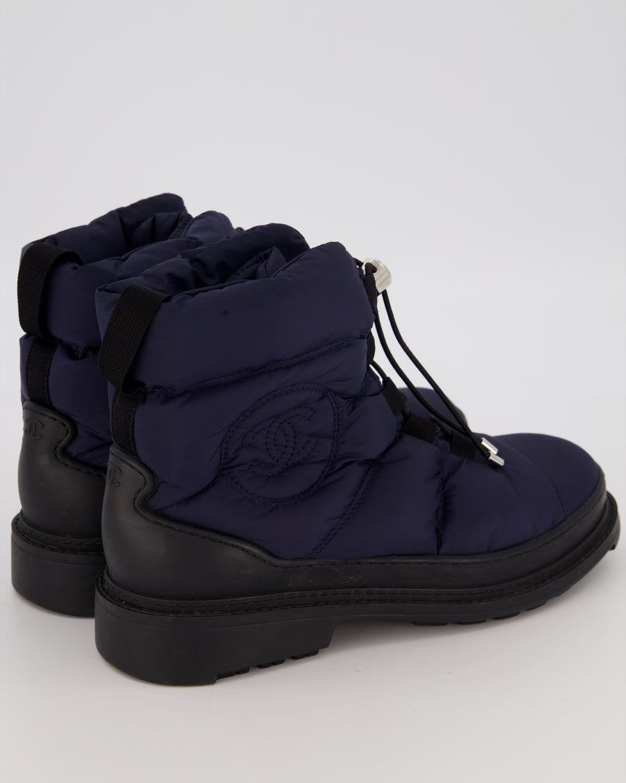 Chanel Navy Coco Neige Padded CC Boots Size EU 36