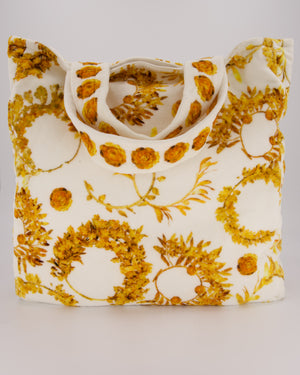 Chanel Paris-Greece Resort White and Orange Floral Print Terrycloth Beach Tote Bag With Matching Towel