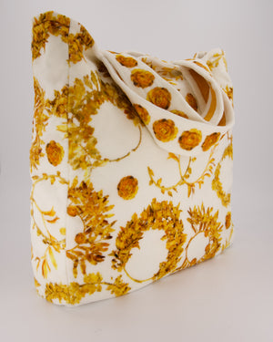 Chanel Paris-Greece Resort White and Orange Floral Print Terrycloth Beach Tote Bag With Matching Towel