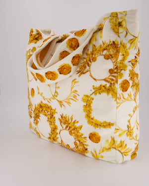 Chanel Paris-Greece Resort White and Orange Floral Print Terrycloth Beach Tote Bag With Matching Towel