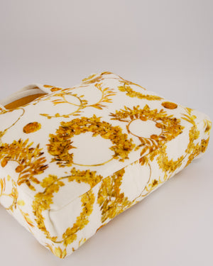 Chanel Paris-Greece Resort White and Orange Floral Print Terrycloth Beach Tote Bag With Matching Towel