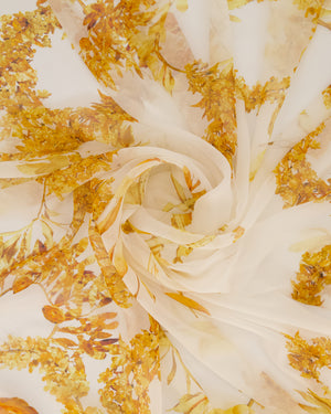 Chanel Paris - Greece Resort White With Orange Floral Pattern Scarf 130cm x 265cm