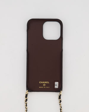 Chanel Black IPhone 16 Lambskin with Pearls and Gold Chain