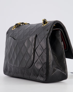 Chanel Vintage Medium Classic Double Flap Bag in Black Lambskin Leather with 24K Gold Hardware