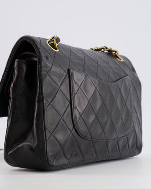 Chanel Vintage Medium Classic Double Flap Bag in Black Lambskin Leather with 24K Gold Hardware