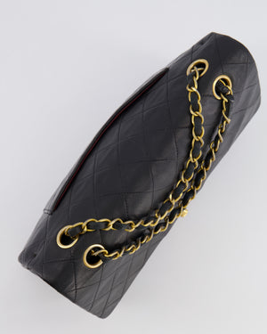 Chanel Vintage Medium Classic Double Flap Bag in Black Lambskin Leather with 24K Gold Hardware