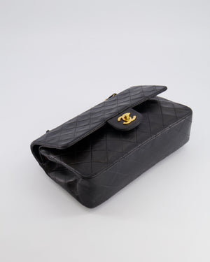 Chanel Vintage Medium Classic Double Flap Bag in Black Lambskin Leather with 24K Gold Hardware
