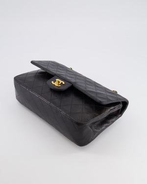 Chanel Vintage Medium Classic Double Flap Bag in Black Lambskin Leather with 24K Gold Hardware