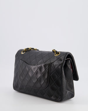 Chanel Vintage Medium Classic Double Flap Bag in Black Lambskin Leather with 24K Gold Hardware