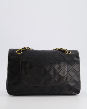 Chanel Vintage Medium Classic Double Flap Bag in Black Lambskin Leather with 24K Gold Hardware