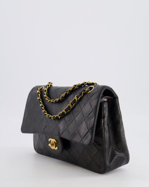 Chanel Vintage Medium Classic Double Flap Bag in Black Lambskin Leather with 24K Gold Hardware