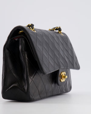 Chanel Vintage Medium Classic Double Flap Bag in Black Lambskin Leather with 24K Gold Hardware