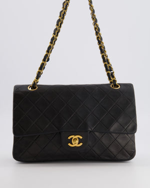 Chanel Vintage Medium Classic Double Flap Bag in Black Lambskin Leather with 24K Gold Hardware
