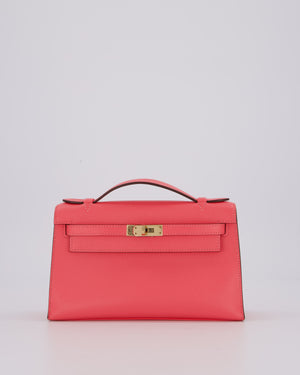Hermès Kelly Pochette Bag in Rose Azalee Epsom Leather with Permabrass Hardware