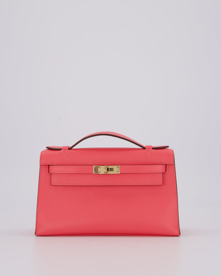 Hermès Kelly Pochette Bag in Rose Azalee Epsom Leather with Permabrass Hardware