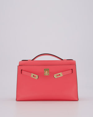 Hermès Kelly Pochette Bag in Rose Azalee Epsom Leather with Permabrass Hardware