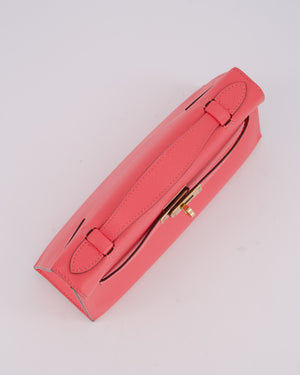 Hermès Kelly Pochette Bag in Rose Azalee Epsom Leather with Permabrass Hardware