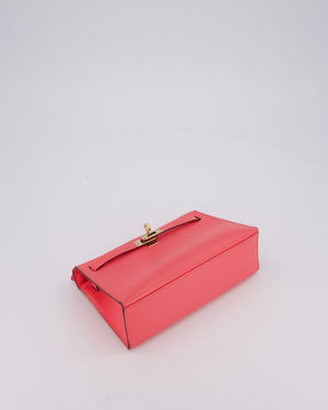Hermès Kelly Pochette Bag in Rose Azalee Epsom Leather with Permabrass Hardware