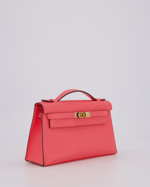 Hermès Kelly Pochette Bag in Rose Azalee Epsom Leather with Permabrass Hardware
