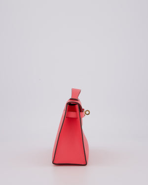 Hermès Kelly Pochette Bag in Rose Azalee Epsom Leather with Permabrass Hardware