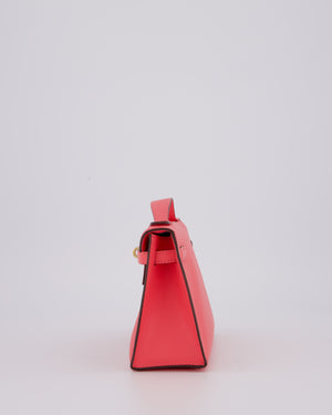 Hermès Kelly Pochette Bag in Rose Azalee Epsom Leather with Permabrass Hardware