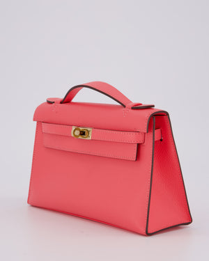 Hermès Kelly Pochette Bag in Rose Azalee Epsom Leather with Permabrass Hardware
