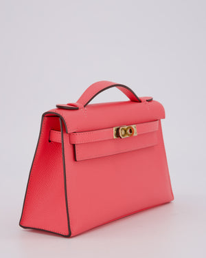 Hermès Kelly Pochette Bag in Rose Azalee Epsom Leather with Permabrass Hardware