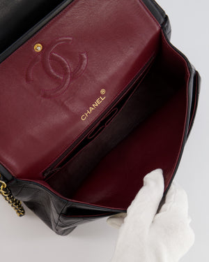 Chanel Vintage Square Medium Classic Double Flap Bag in Black Lambskin Leather with 24K Gold Hardware
