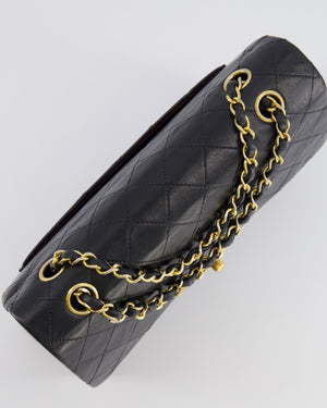 Chanel Vintage Square Medium Classic Double Flap Bag in Black Lambskin Leather with 24K Gold Hardware