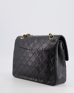 Chanel Vintage Square Medium Classic Double Flap Bag in Black Lambskin Leather with 24K Gold Hardware