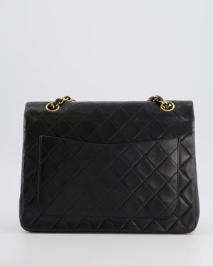 Chanel Vintage Square Medium Classic Double Flap Bag in Black Lambskin Leather with 24K Gold Hardware