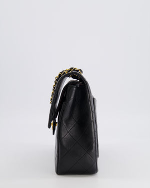 Chanel Vintage Square Medium Classic Double Flap Bag in Black Lambskin Leather with 24K Gold Hardware